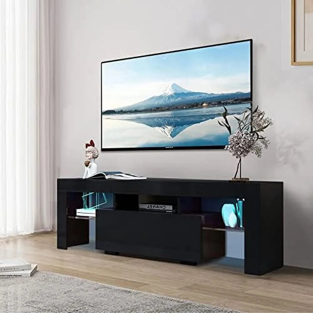 Modern TV Stand with 2 Cabinets Entertainment Center Wood TV Unit V2998