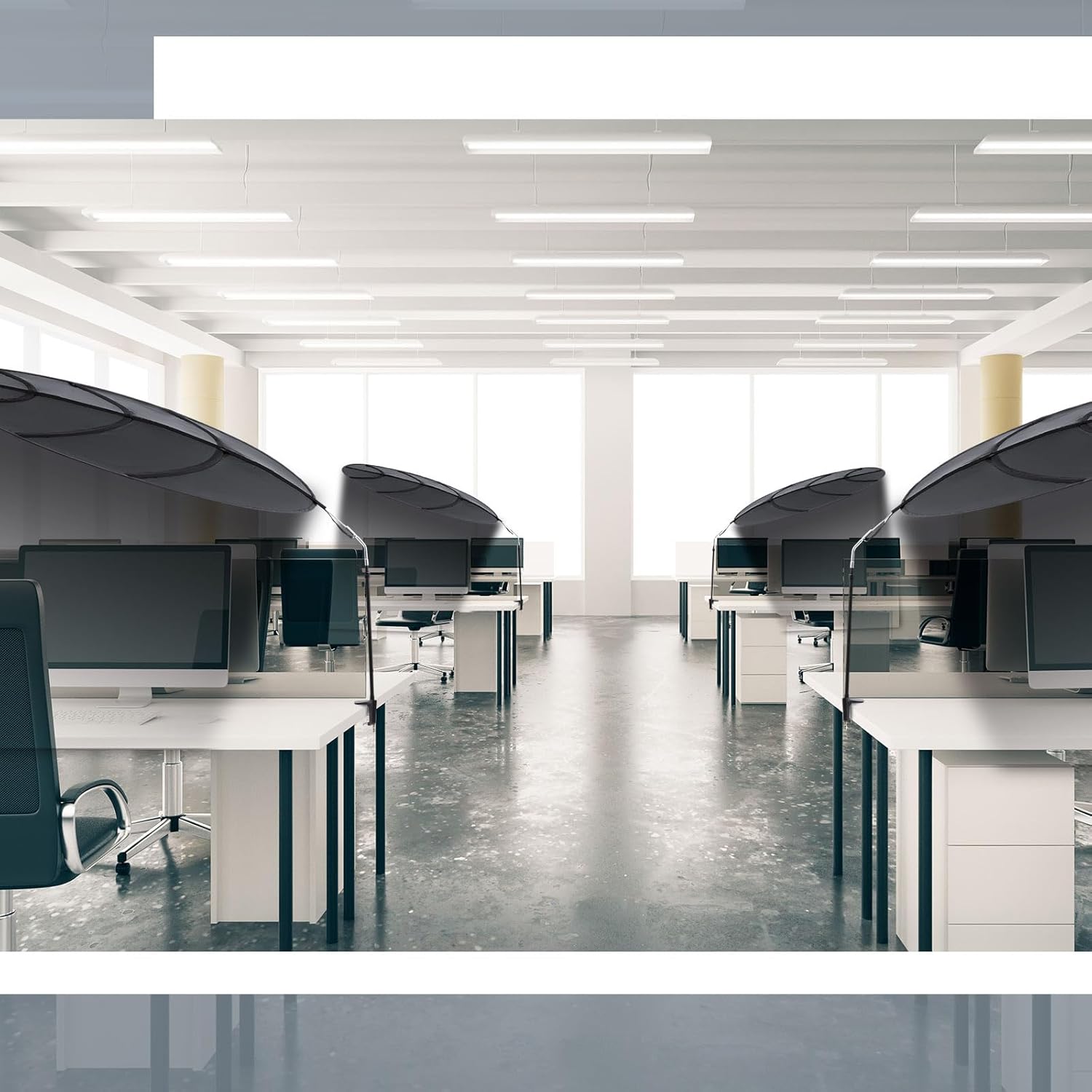 Black Adjustable Portable Cubicle Light Shade with Clamp Y4729