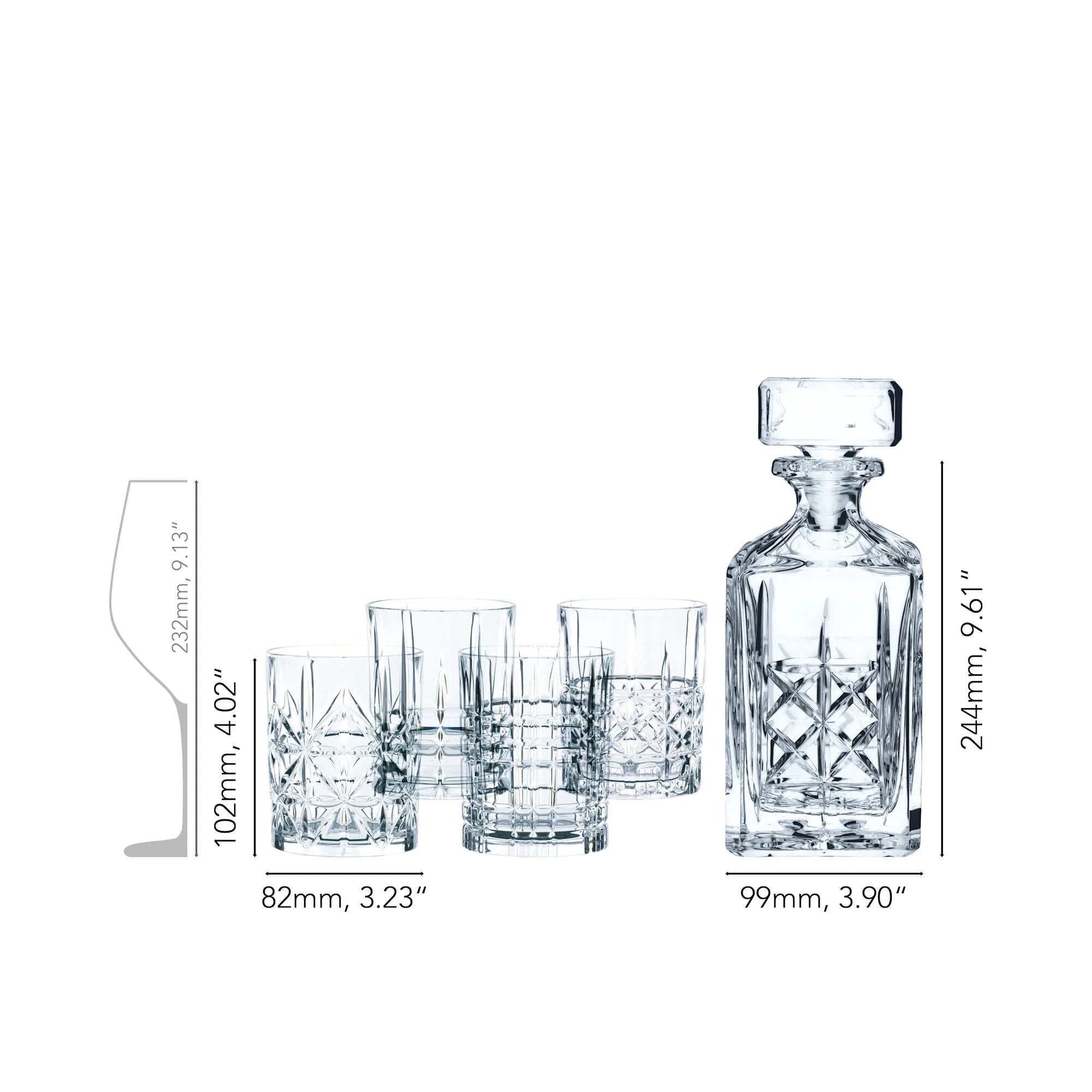5-Piece Clear Decanter and Whiskey Glass Set S19801