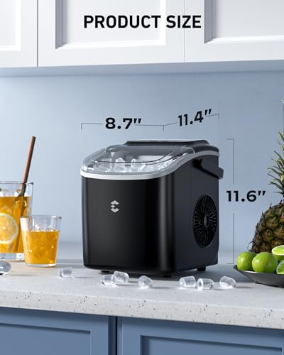 Black Portable Countertop Ice Maker, 26 lbs per 24 Hrs, Self-Cleaning S636783