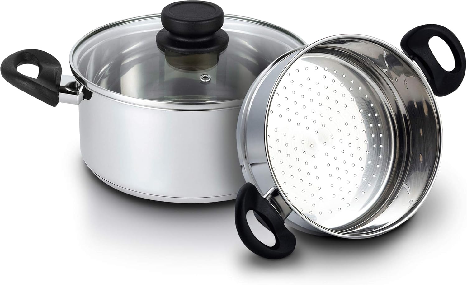 Stainless Steel 3 Quart Steamer Pot with 2 Quart Steamer Insert plus Vented Lid 3 Piece Set U160
