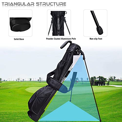 Lightweight Mini Golf Stand Bag with Rain Cover and Removable Padded Shoulder Strap I586522