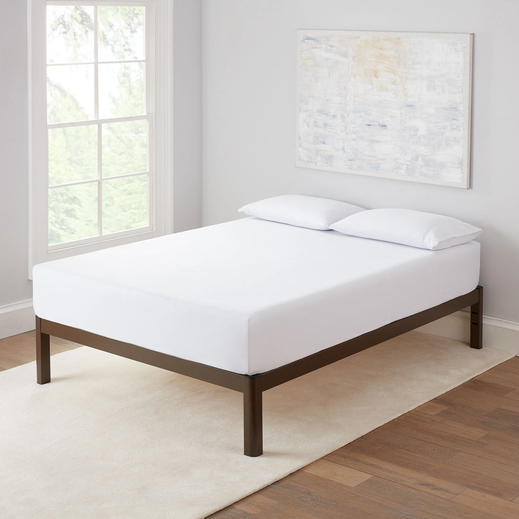 Queen Wood Slat Metal Platform Bed Frame E5474