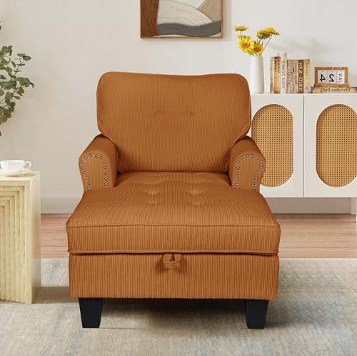 Green Corduroy Upholstered Chaise Lounge Sleeper Sofa Bed Chair X836
