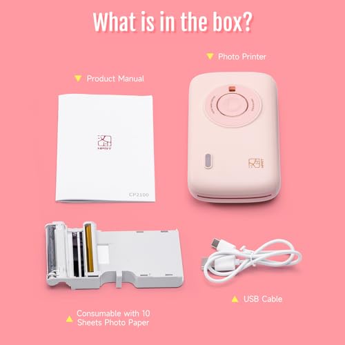 Pink Mini Portable Photo Printer with Bluetooth U1027