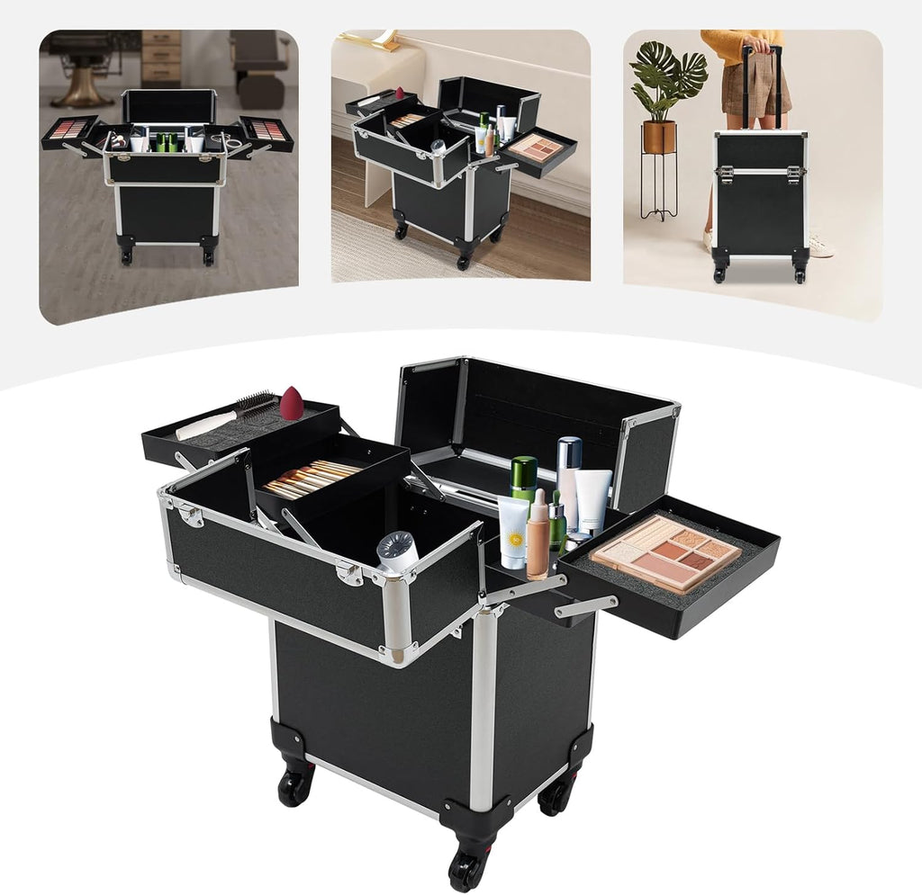 4 in1 Rolling Makeup Case with 4 Trays Q31882