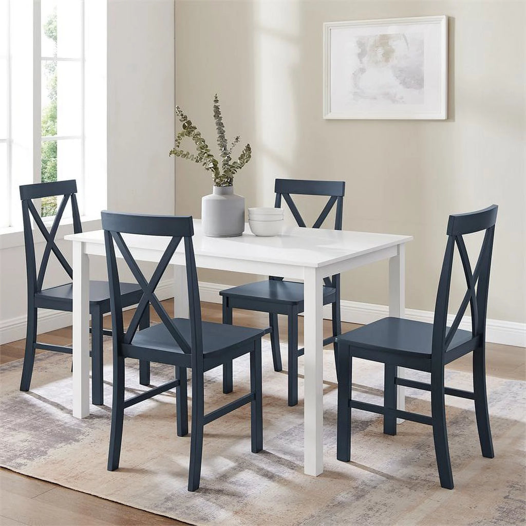 5-Piece Engineered Wood Dining Set in White/Navy R981628