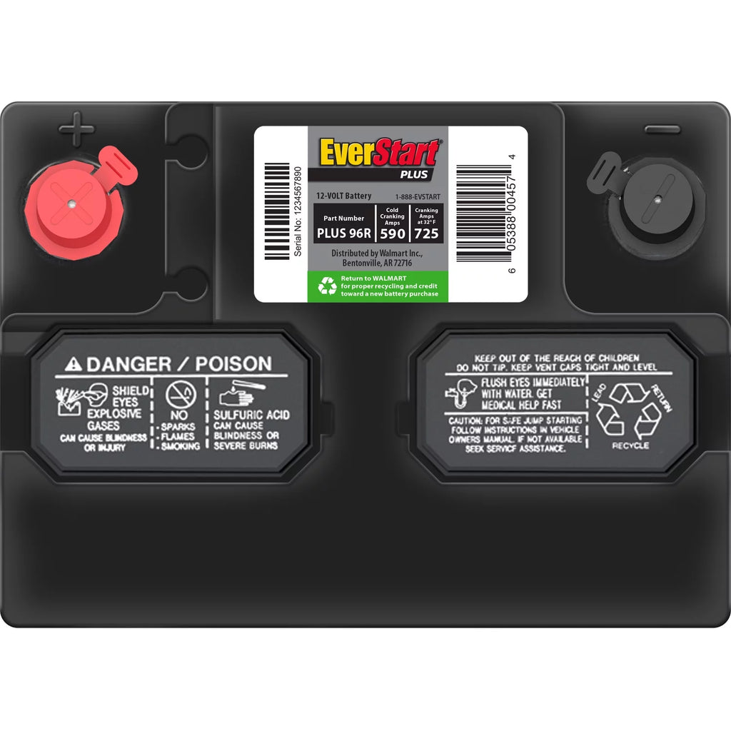 Lead Acid Automotive Battery, Group Size 96R 12 Volt, 590 CCA E838