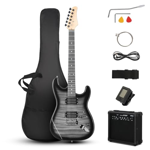 39 Inch H-H Pickups Electric Guitar Set with 20W Amplifier, Bag, Strap, Cable, Accessories Y362