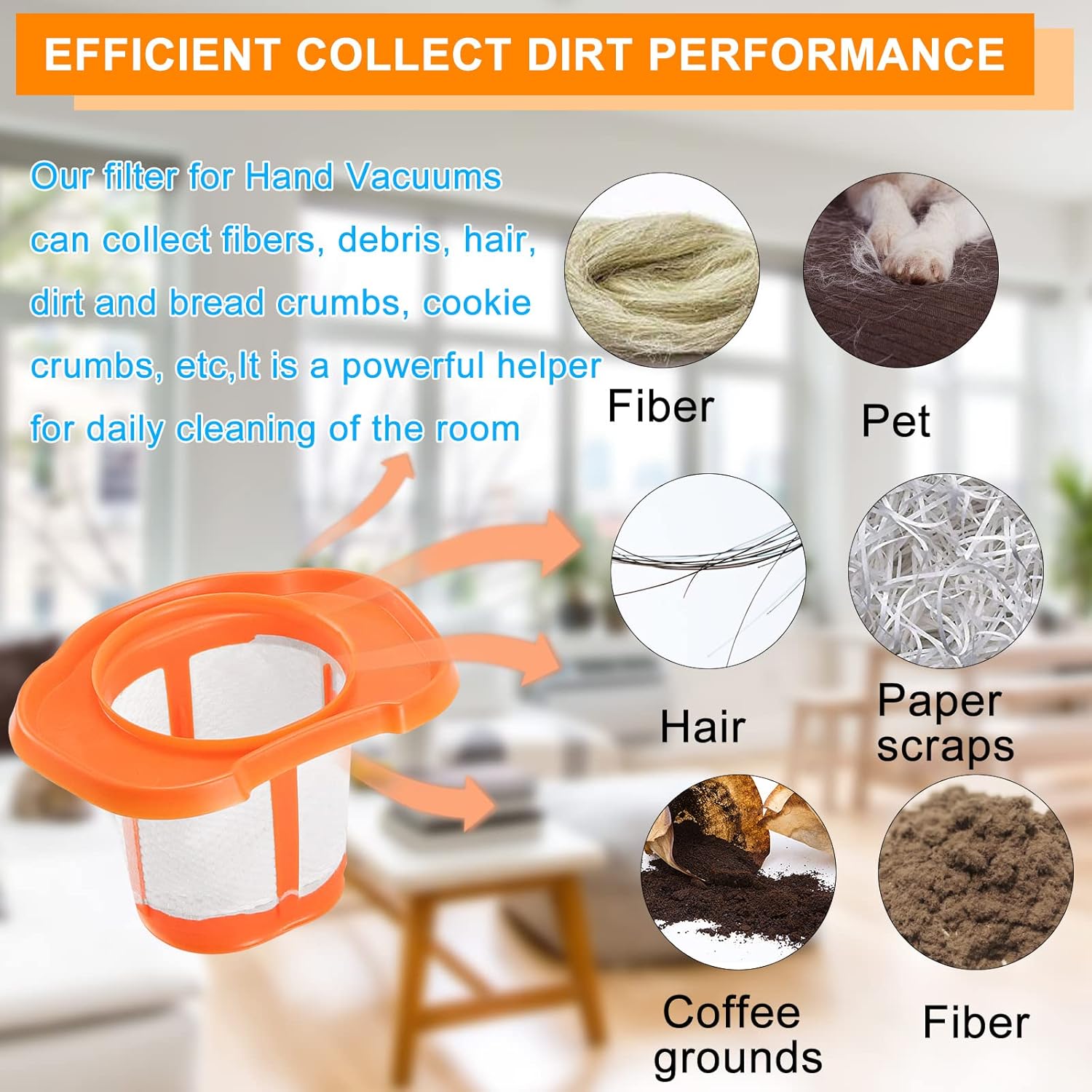 Filter Replacement Compatible with Black and Decker Hand Vacuum, Washable Hand Vacuum Filter (1PACK) R34870