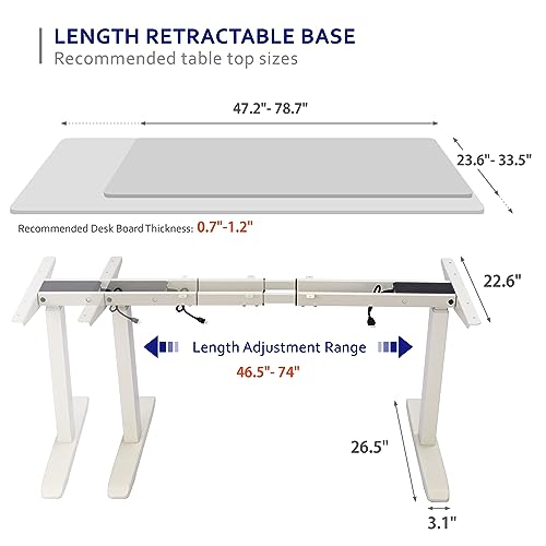White Height Adjustable Electric Standing Desk Frame O4293