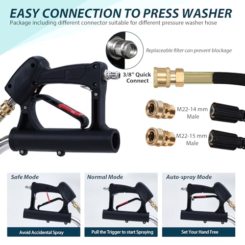 24" Pressure Washer Surface Cleaner with Dual Handle, 4 Wheels, 3/8" Quick Connect, 2 Replacement Nozzles, Stainless Steel V10172