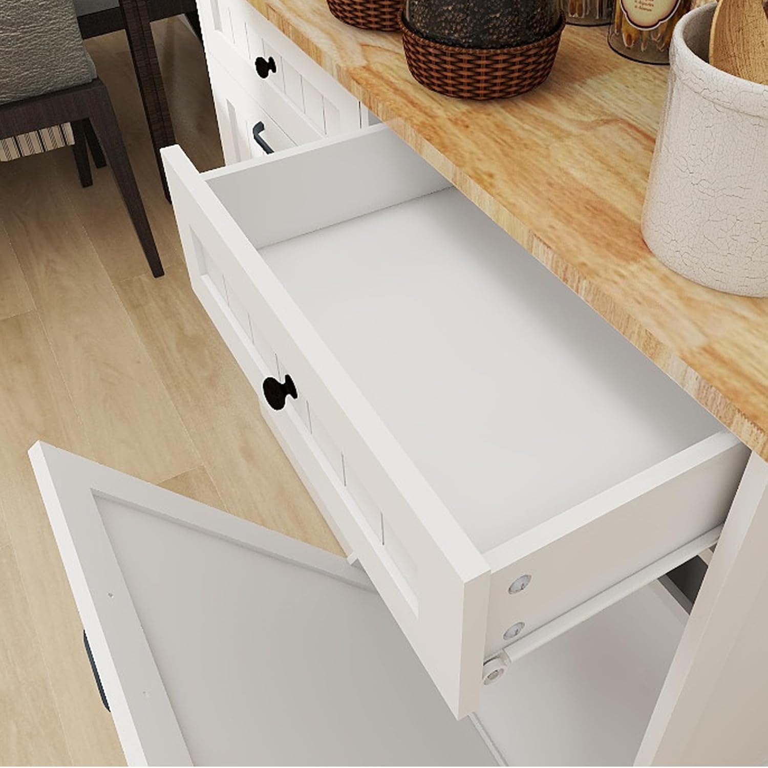 Double Tilt Out Trash Cabinet with Wood Tabletop X3110