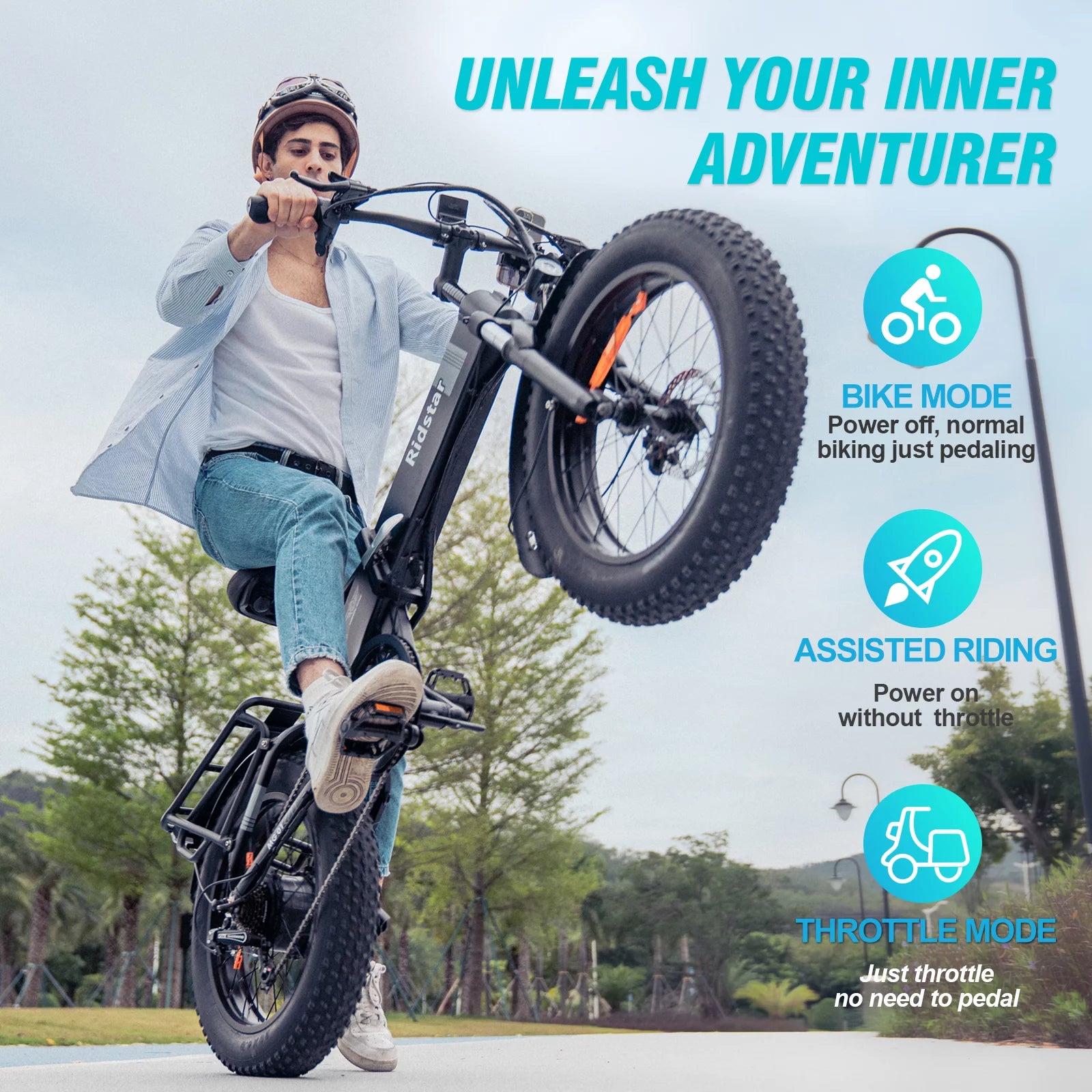 750W 48V 14AH Removable Battery 20" x 4.0 Fat Tire 7-Speed Electric Bike R419