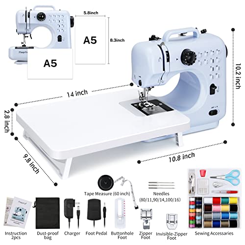 Blue Mini Sewing Machine with 12 Built-in Stitches Y583405