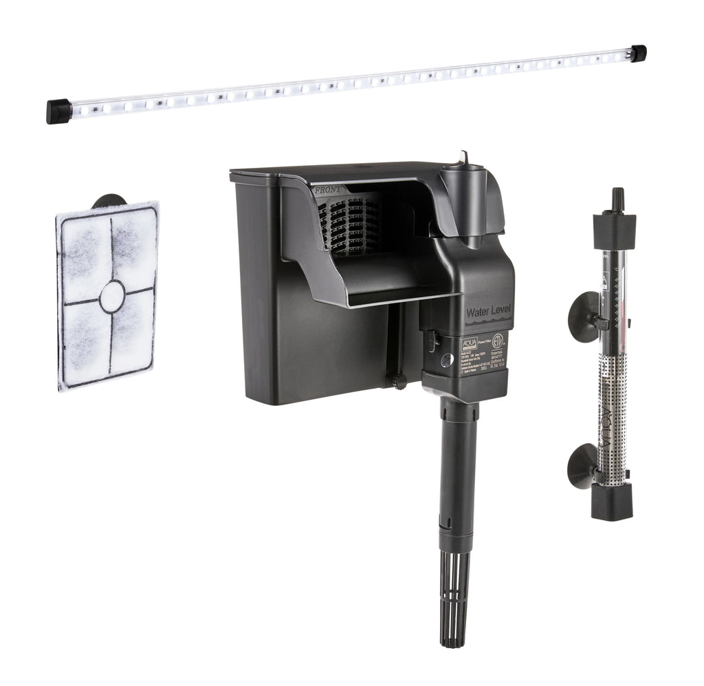 Black 29 Gallon Glass Aquarium Starter Kit Q923
