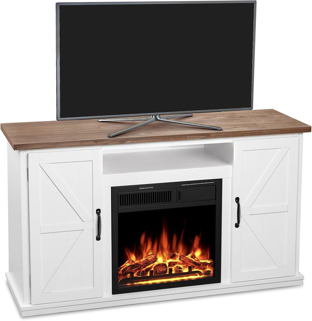 47" Fireplace Mantel Wood Surround Tv Stand Freestanding Corner Heater Infrared Quartz Heater Adjustable Led Flame Remote Control X7925