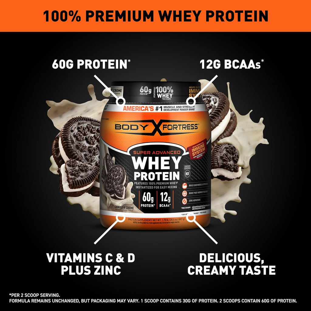 Whey Protein Powder Cookies N' Creme 2 Scoops Creatine Monohydrate Micronized Powder 5g Serv 100 Servings F978