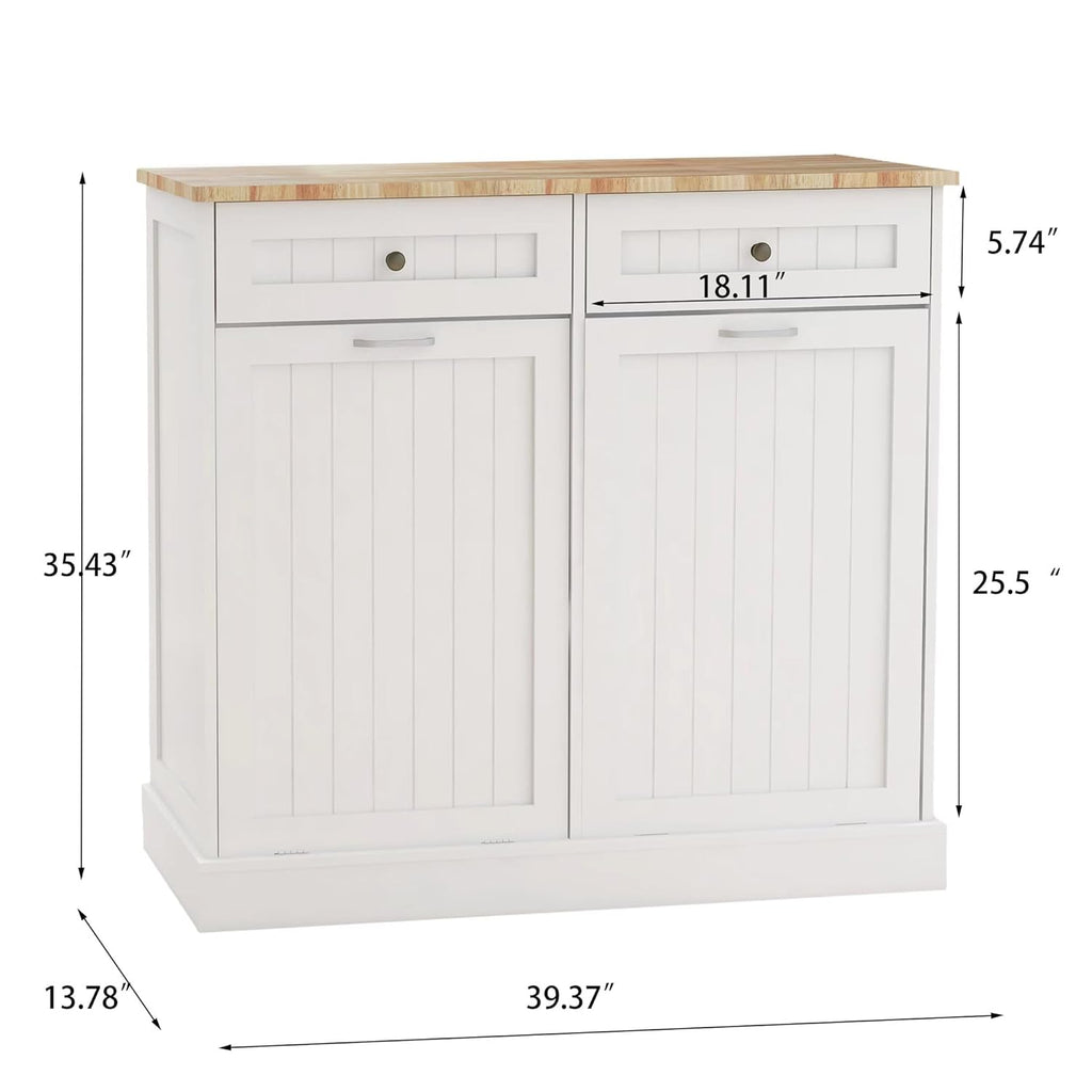 Double Tilt Out Trash Cabinet with Wood Tabletop X3110