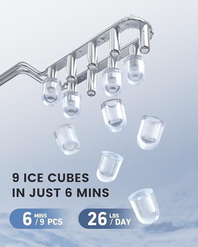 Black Portable Countertop Ice Maker, 26 lbs per 24 Hrs, Self-Cleaning S636783