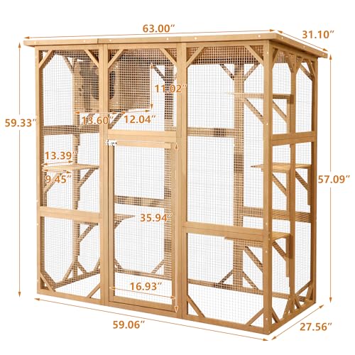 Grey Large Wooden Cat Enclosure with Platform D70169
