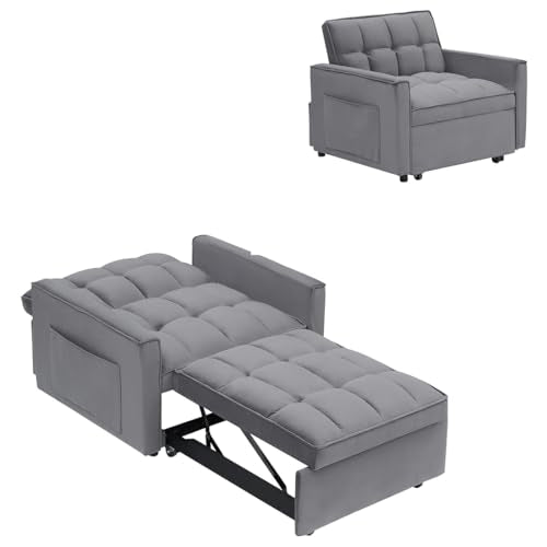Dark Gray Velvet Convertible Sleeper Chair S96813
