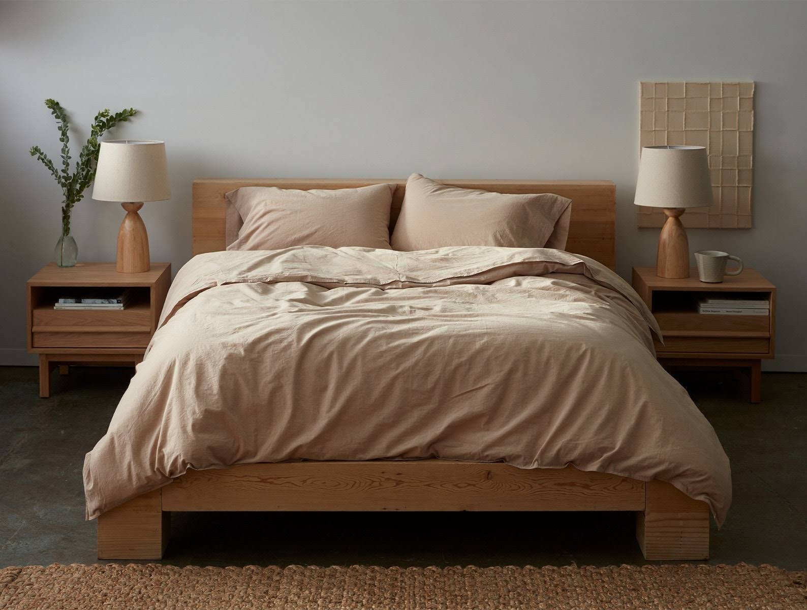 Organic Crinkled Percale Fitted Sheet King Steel Blue U258570