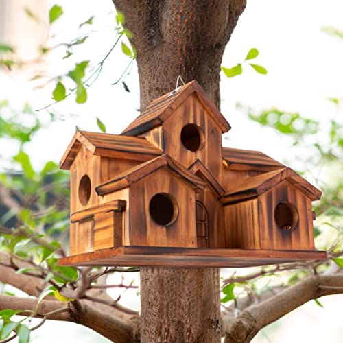 Brown Set of 1 Hanging Birdhouse Z80028