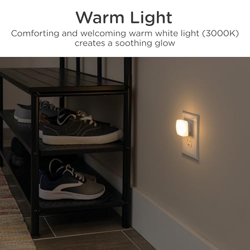 Mini Square LED Night Light, Plug-in, Dusk to Dawn Sensor, 4 Pack L265698