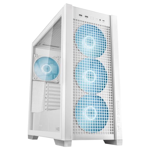 White ATX Mid-Tower PC Case with Four 140 mm ARGB Fans and Interchangeable Tempered Glass or Mesh Side Panels S6894