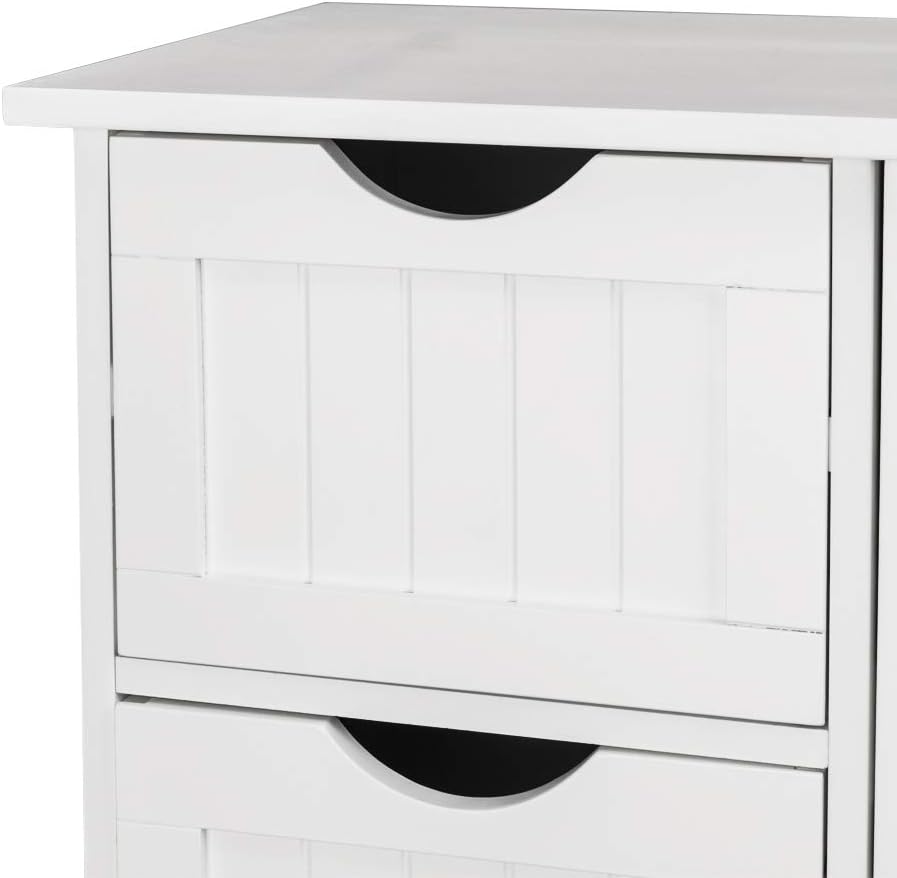 Wooden Bathroom Floor Cabinet with 4 Doors Adjustable Shelves V56754