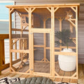 Grey Large Wooden Cat Enclosure with Platform D70169