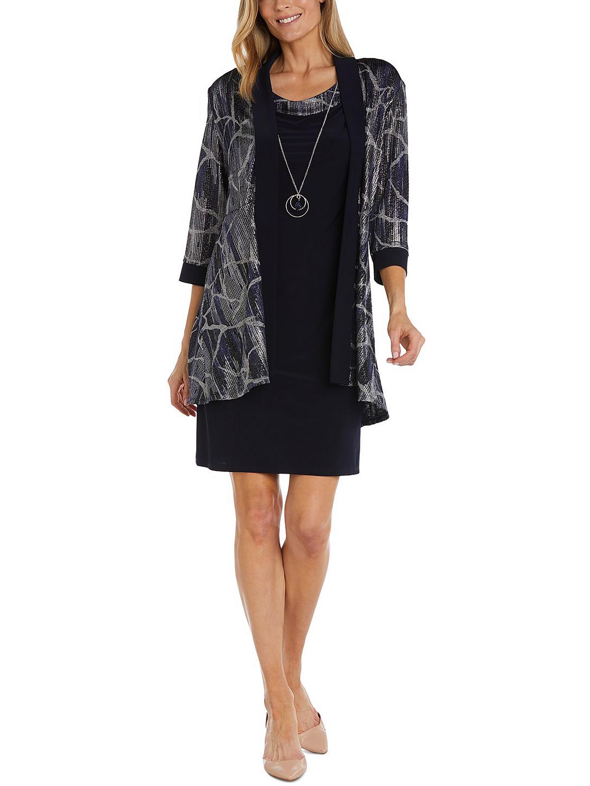 Printed Metallic Two Piece Dress L54892