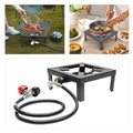Portable Double Propane Gas Burner Cast Iron Stove with 1.5m Propane Regulator Hose X2637