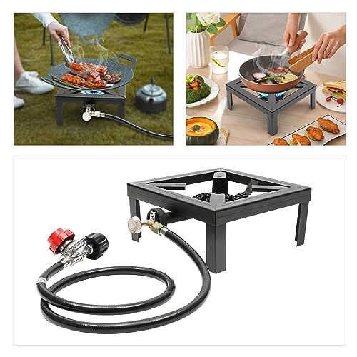Portable Double Propane Gas Burner Cast Iron Stove with 1.5m Propane Regulator Hose X2637