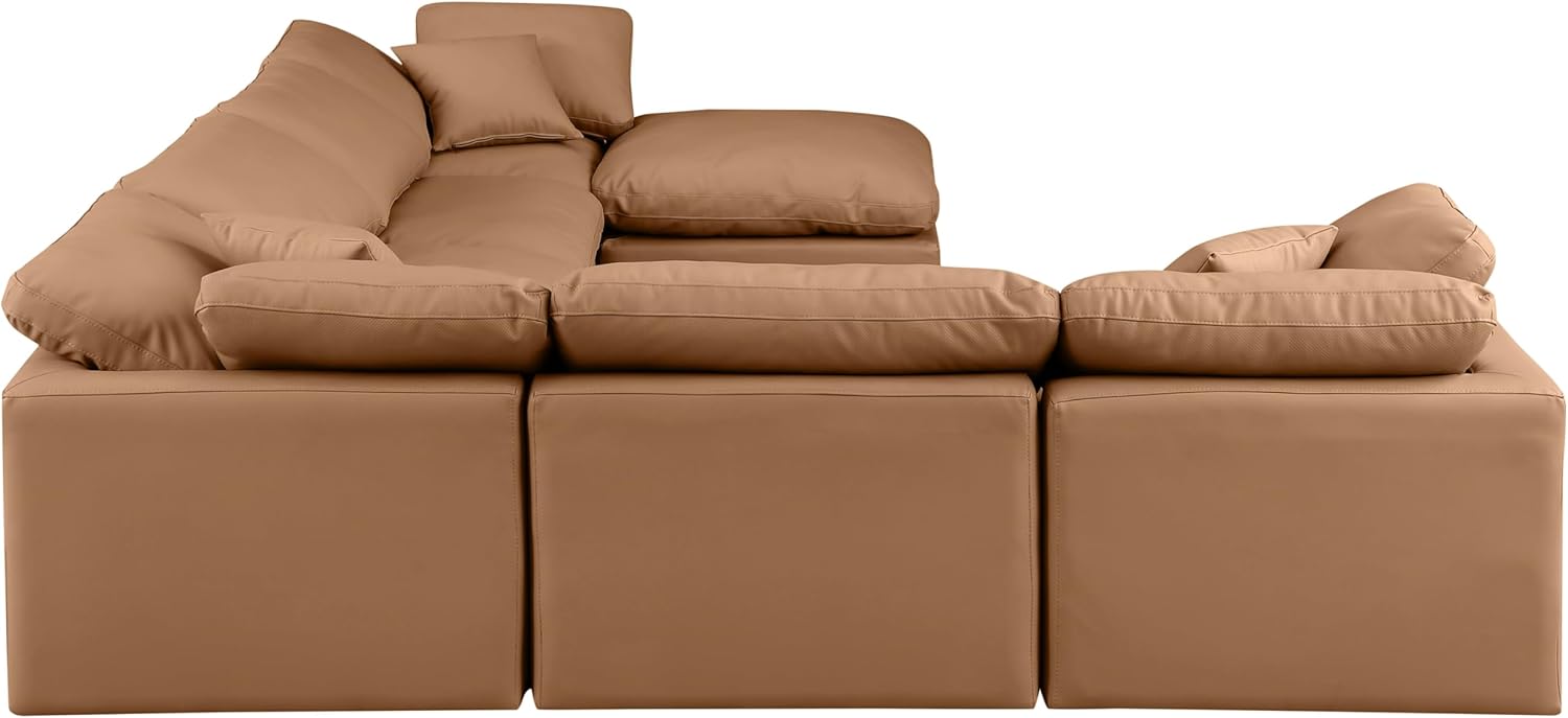 Cognac Vegan Leather Sectional X434970