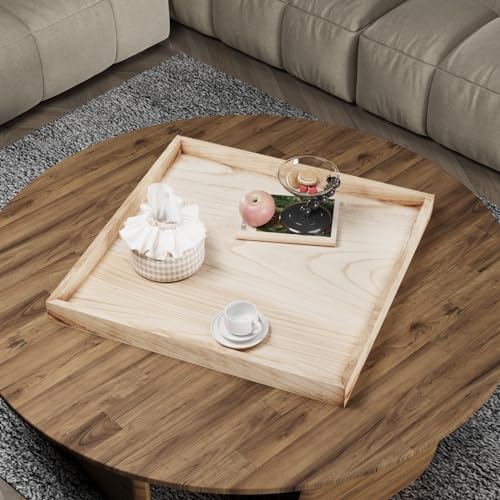 Large Square Rustic Wood Serving Tray 24 x 24 V179435
