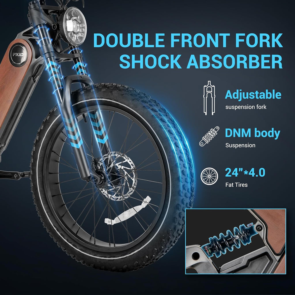 24 * 4.0" Fat Tires Electric Bicycle with 48V20Ah Battery, 7 Gears, Full Suspension Hydraulic Brakes C95095