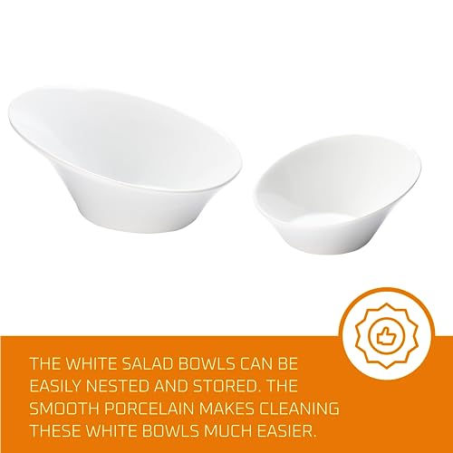 White Ceramic Porcelain Salad Bowls Set of 2 D62068