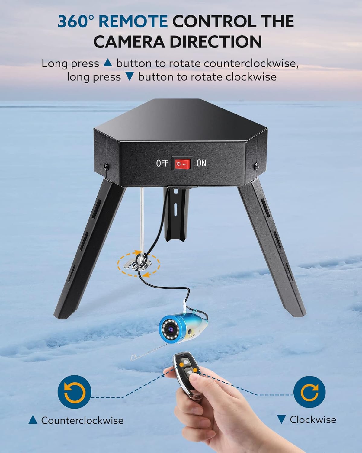 Underwater Fishing Camera Positioner 360° Degree Rotation Tripod with Remote Control Metal Housing D798485