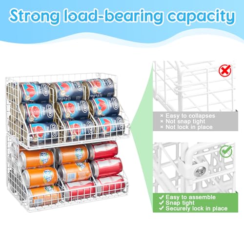 2 Pack 2-Tier Black Metal Can Rack Organizer with 4 Adjustable Dividers D73963