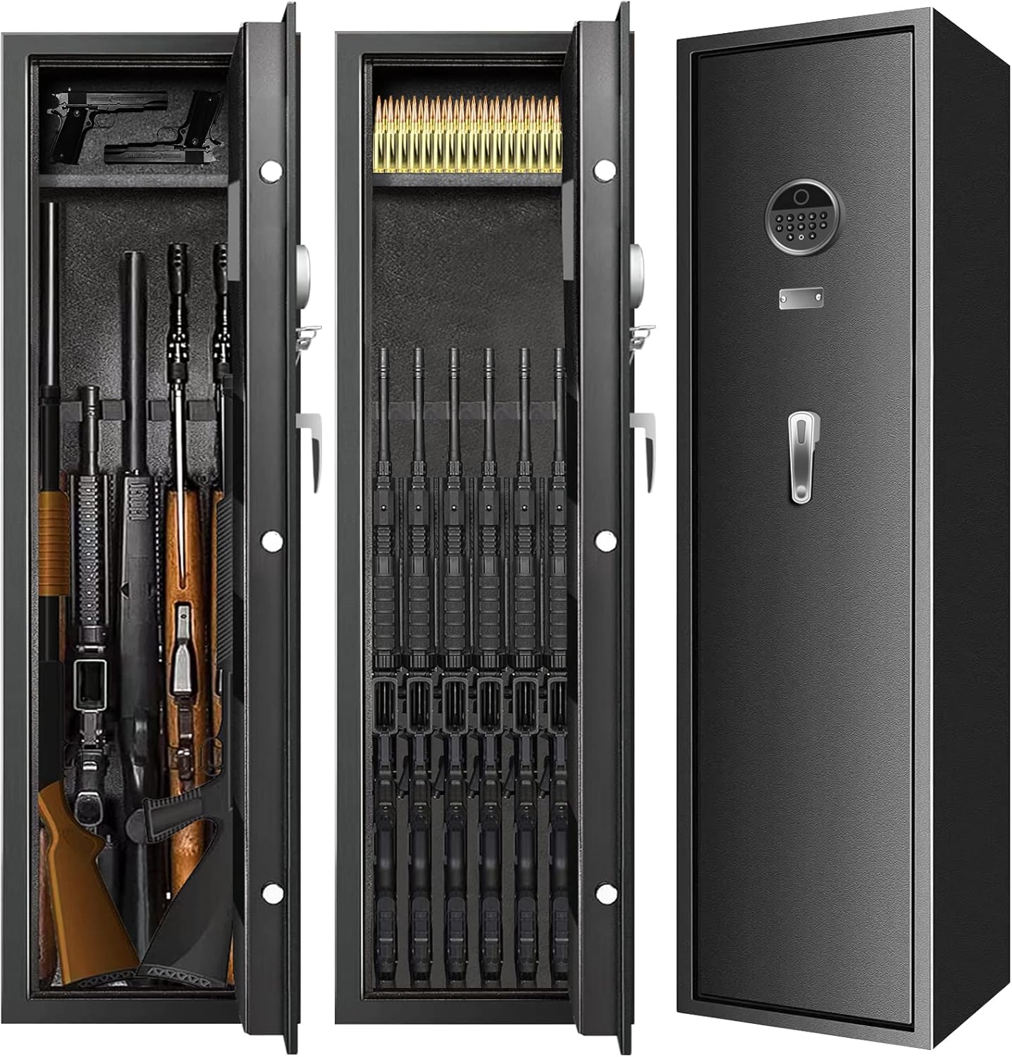 Large Long Gun Safe with Biometric Lock, Fireproof, Removable Gun Rack M207366