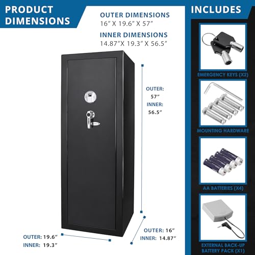 Biometric Fingerprint Rifle Safe with Removable Shelf L76842