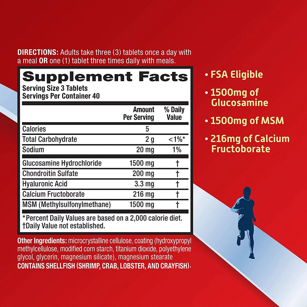 Glucosamine Chondroitin MSM Joint Supplement Tablets, 120 count A563966