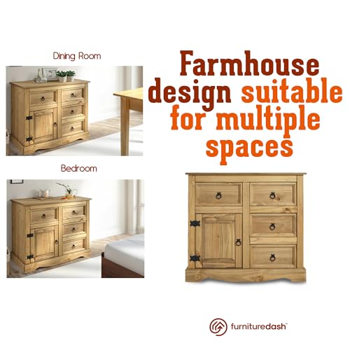 Solid Wood Buffet Sideboard with 3 Doors and 3 Drawers V869166