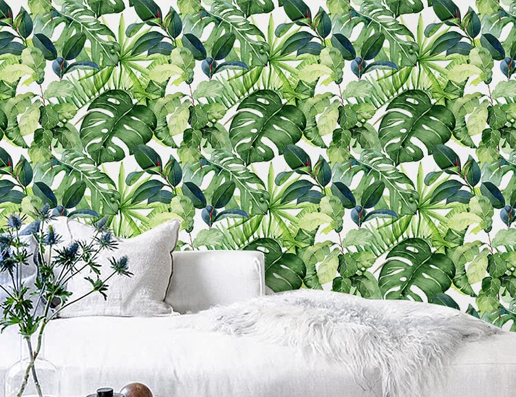 Tropical Peel and Stick Wallpaper Palm Leaves Removable 17.7in x 118in P170