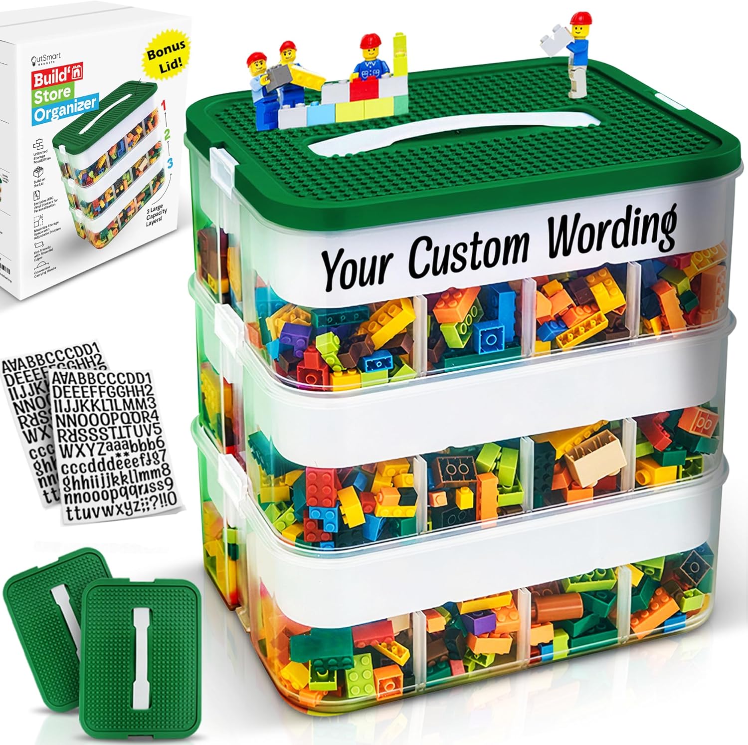 3 Layers Plastic Stackable Toy Storage Organizer Bin with Adjustable Compartments I96121