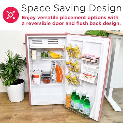Pink/Coral 3.2 cu. Ft Retro Bar Fridge Refrigerator D3417