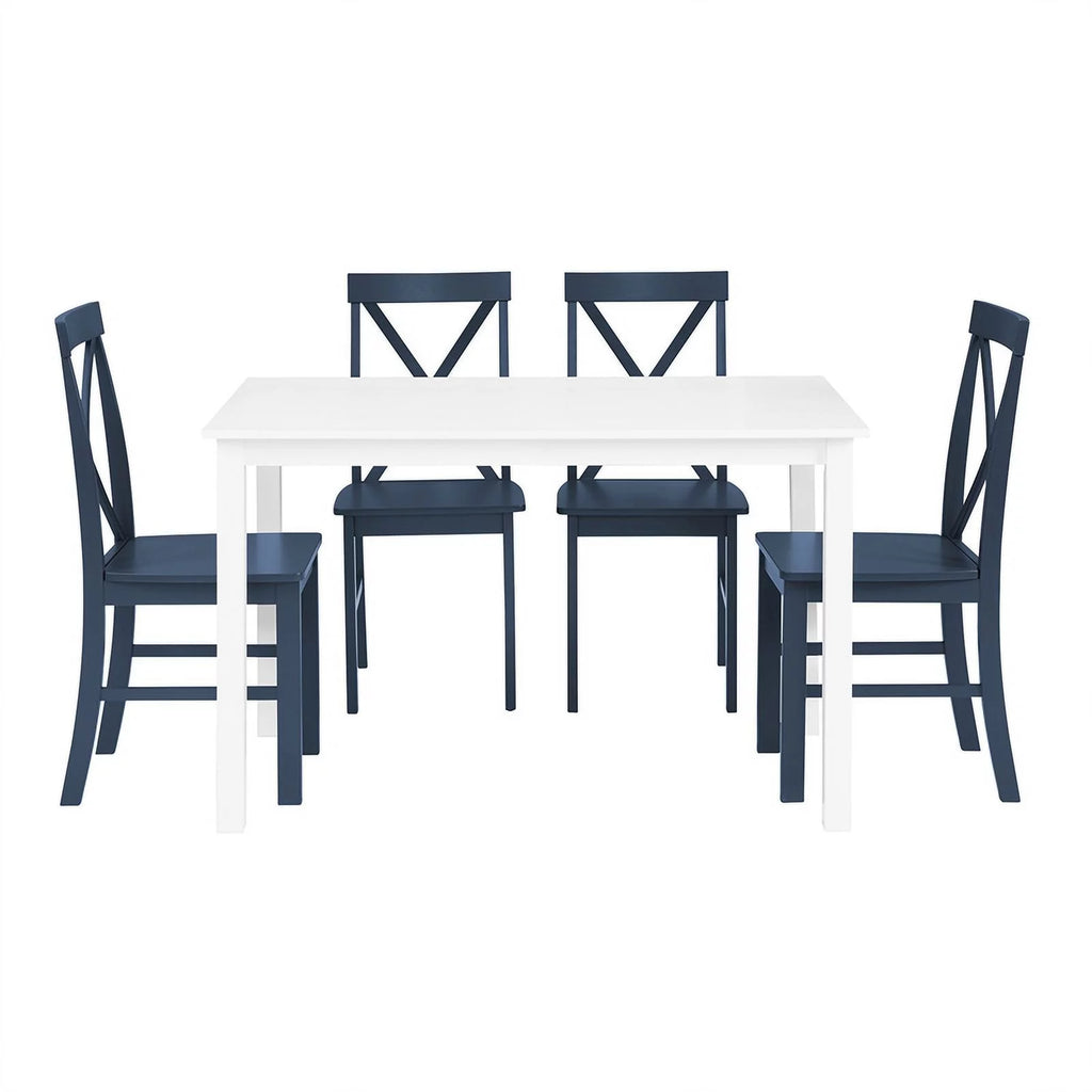 5-Piece Engineered Wood Dining Set in White/Navy R981628