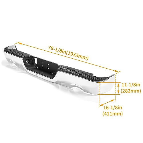 Chrome Step Bumper with Parking Sensor Hole and Vent Hole for 2009-2018 Dodge Ram 1500 2019 Ram 1500 Classic G494